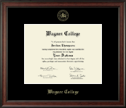 Wagner College Gold Embossed Diploma Frame in Studio