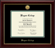 Wagner College Gold Engraved Medallion Diploma Frame in Gallery