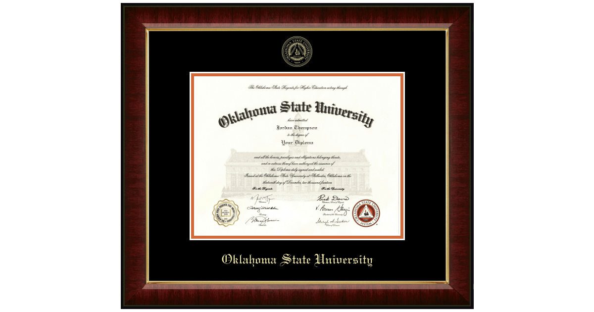 Gold Embossed Diploma Frame in Murano Oklahoma State University Item