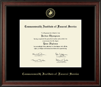 Commonwealth Institute of Funeral Service diploma frame - Gold Embossed Diploma Frame in Studio