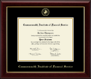 Commonwealth Institute of Funeral Service Gold Embossed Diploma Frame in Gallery