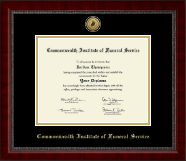 Commonwealth Institute of Funeral Service diploma frame - Gold Engraved Medallion Diploma Frame in Sutton