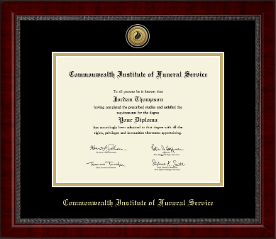 Commonwealth Institute of Funeral Service diploma frame - Gold Engraved Medallion Diploma Frame in Sutton