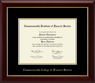 Commonwealth College of Funeral Service diploma frame - Gold Embossed Diploma Frame in Gallery