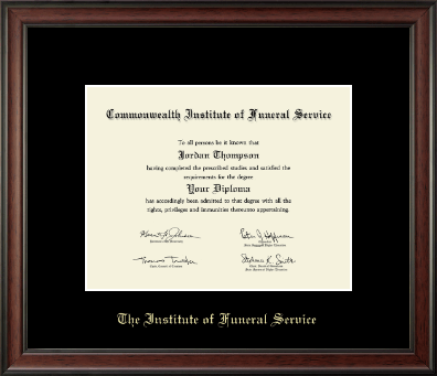 The Institute of Funeral Service diploma frame - Gold Embossed Diploma Frame in Studio