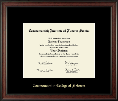 Commonwealth College of Sciences diploma frame - Gold Embossed Diploma Frame in Studio