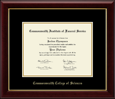 Commonwealth College of Sciences diploma frame - Gold Embossed Diploma Frame in Gallery