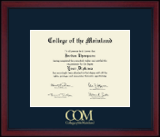 College of the Mainland Gold Embossed Diploma Frame in Academy