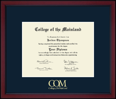 College of the Mainland diploma frame - Gold Embossed Diploma Frame in Academy