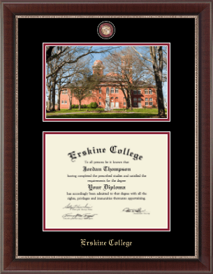 Erskine College diploma frame - Campus Scene Masterpiece Diploma Frame in Chateau