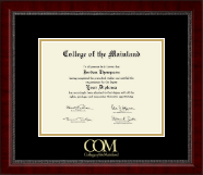College of the Mainland Gold Embossed Diploma Frame in Sutton