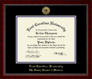East Carolina University Gold Engraved Medallion Diploma Frame in Sutton