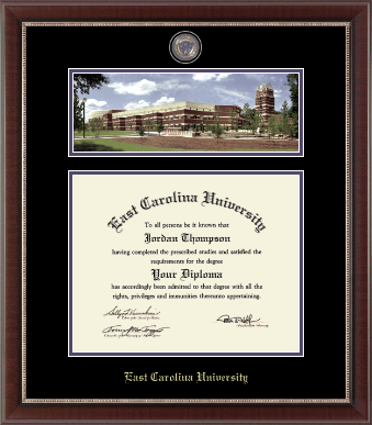 East Carolina University diploma frame - Campus Scene Masterpiece Diploma Frame in Chateau