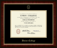 Union College in New York Gold Embossed Diploma Frame in Murano