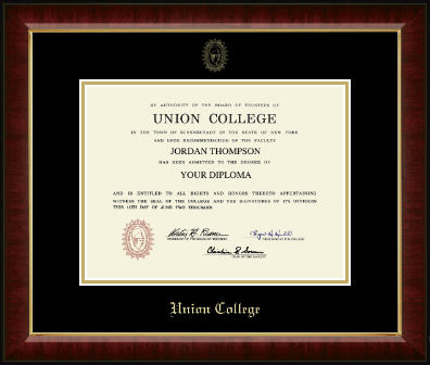 Union College in New York diploma frame - Gold Embossed Diploma Frame in Murano