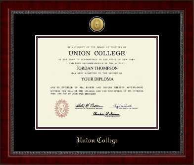 Union College in New York diploma frame - Gold Engraved Medallion Diploma Frame in Sutton