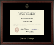 Union College in New York Gold Embossed Diploma Frame in Studio