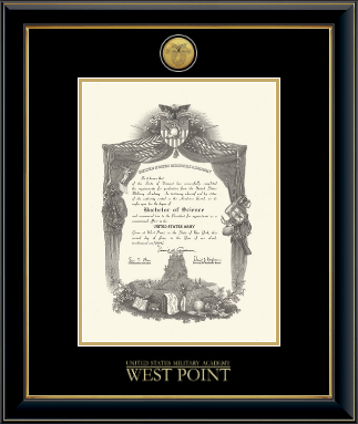 United States Military Academy diploma frame - Gold Engraved Medallion Diploma Frame in Onyx Gold