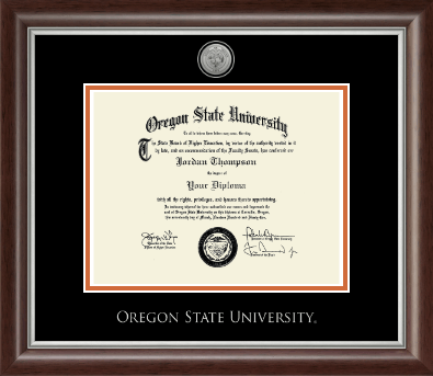 Oregon State University diploma frame - Silver Engraved Medallion Diploma Frame in Devonshire