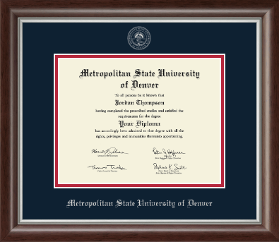 Metropolitan State University of Denver diploma frame - Siver Embossed Diploma Frame in Devonshire