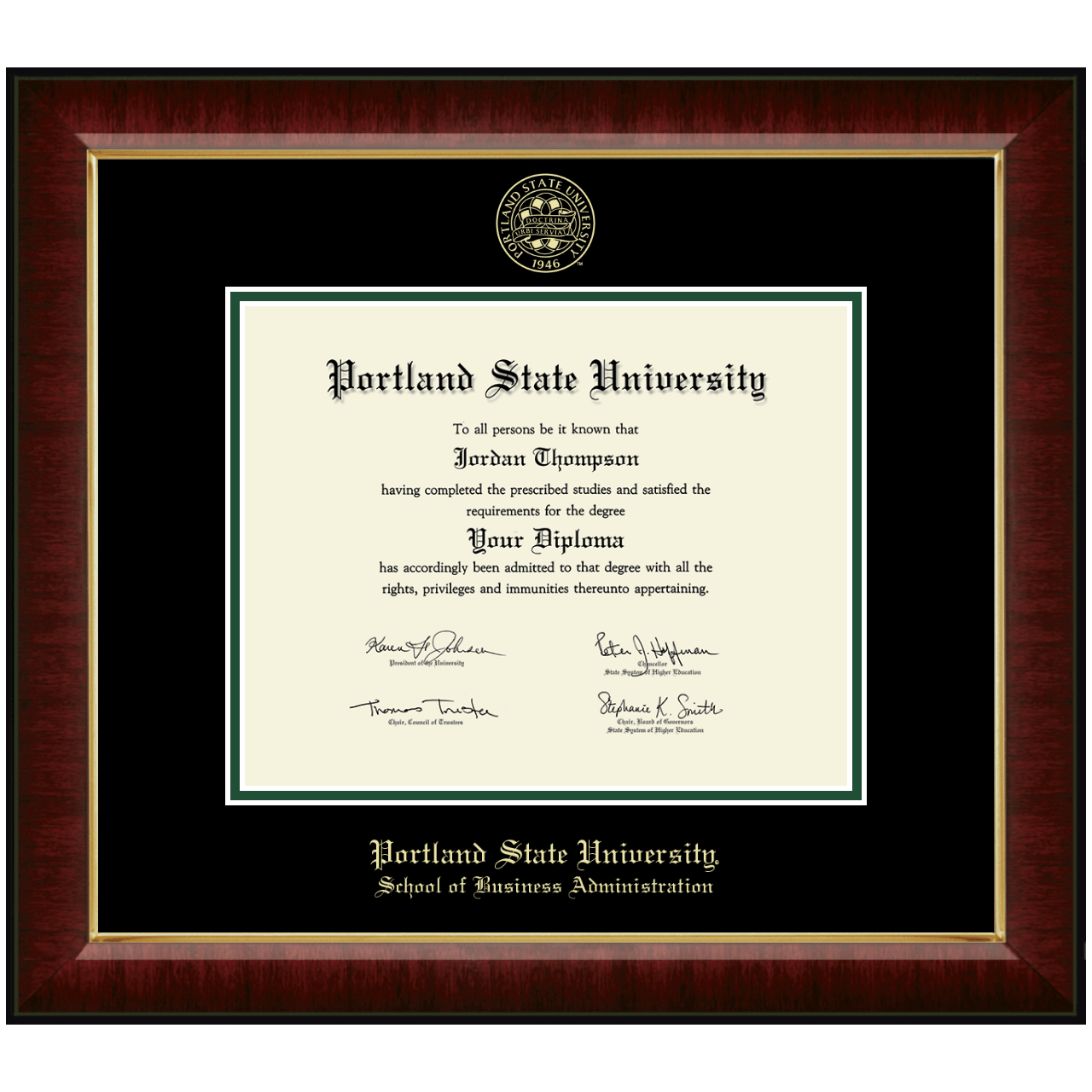 Gold Embossed Diploma Frame in Murano Portland State University Item