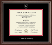 Temple University Silver Embossed Diploma Frame in Devonshire