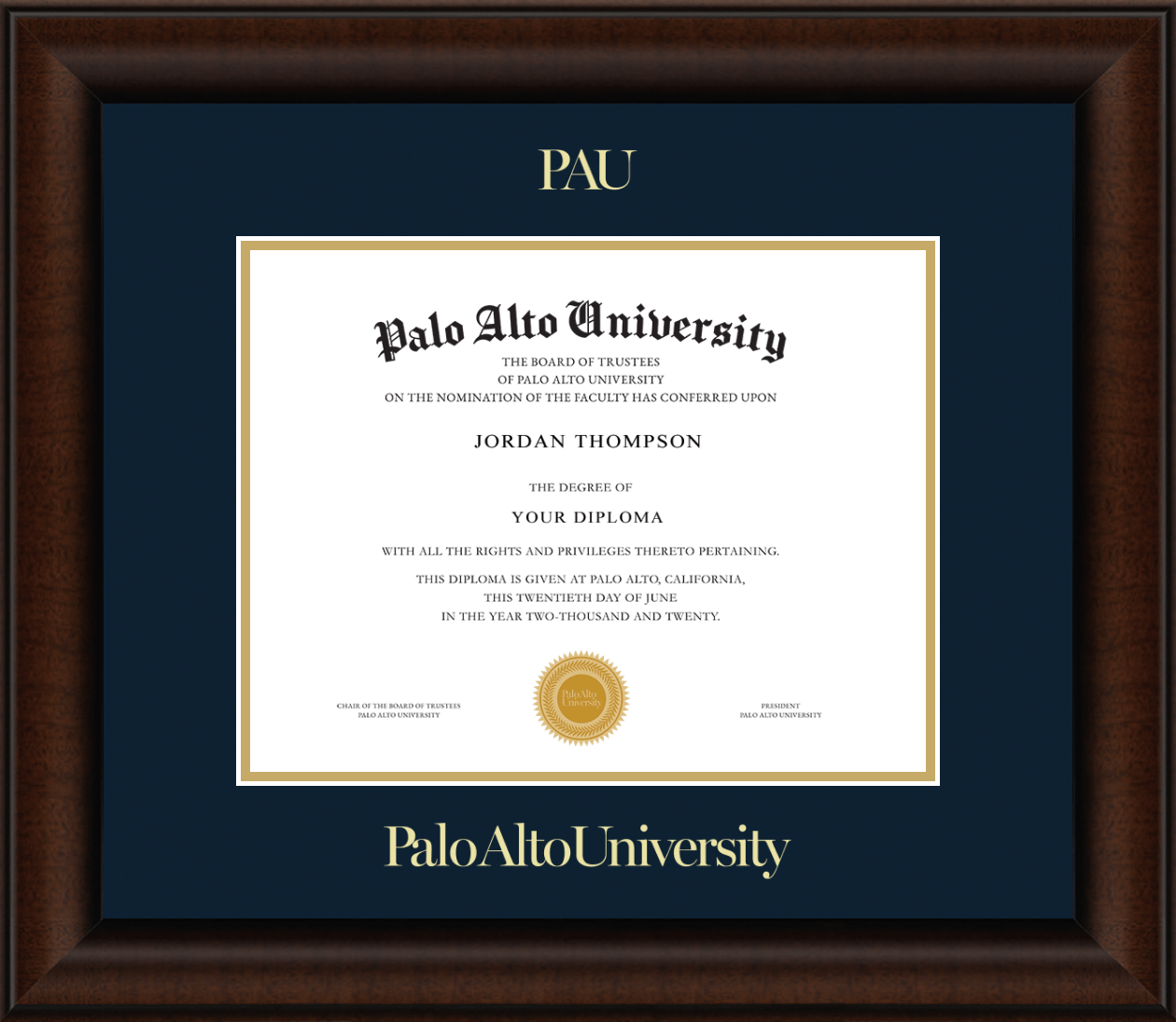 Palo Alto University Gold Embossed Diploma Frame in Lenox Item