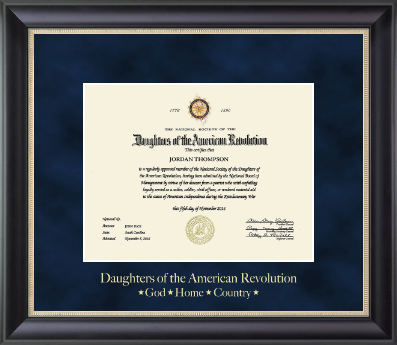 Daughters of the American Revolution certificate frame - Gold Embossed Certificate Frame in Noir