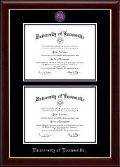 University of Evansville Masterpiece Medallion Double Diploma Frame in Gallery