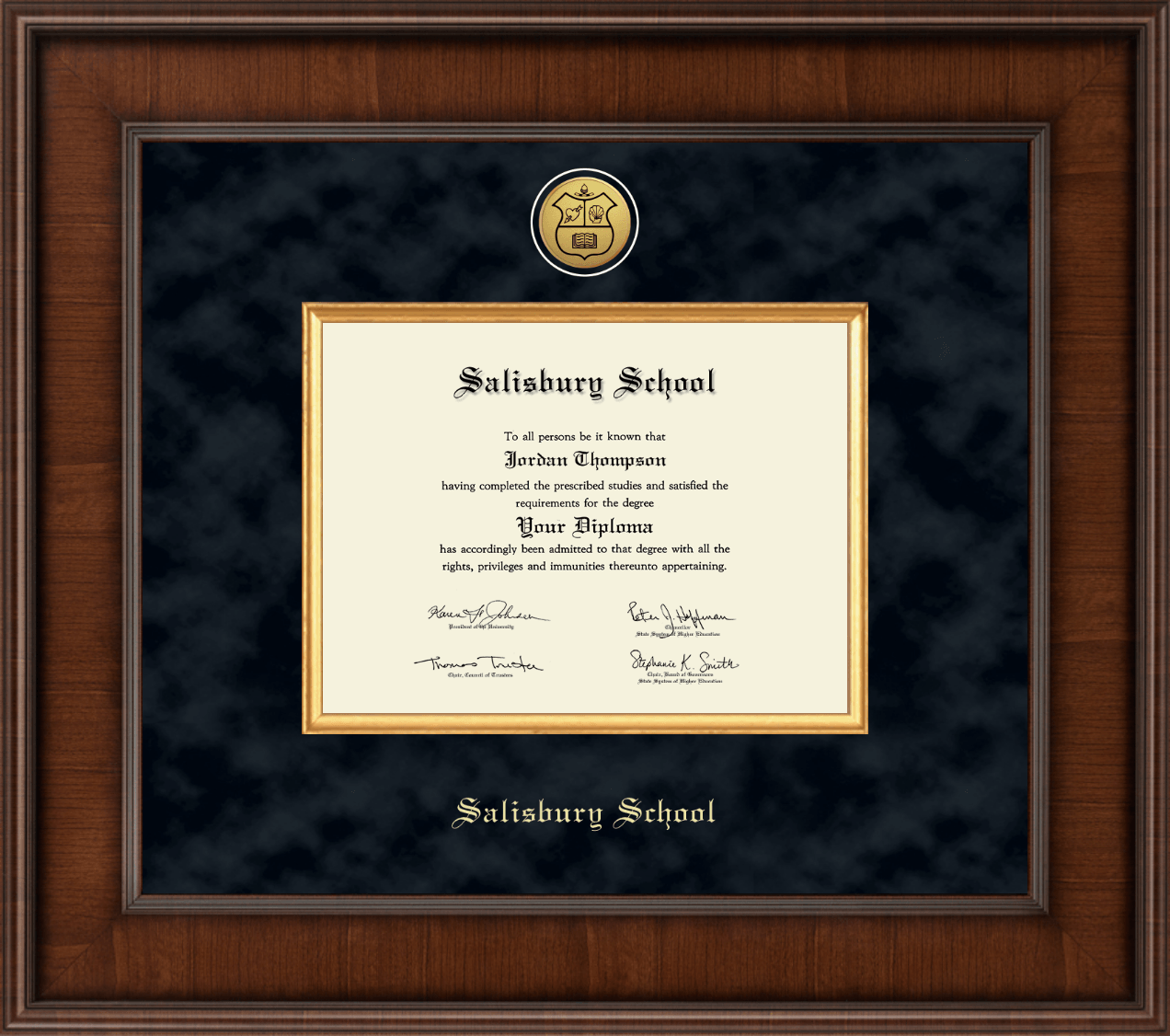 Salisbury School Presidential Gold Engraved Diploma Frame in Madison
