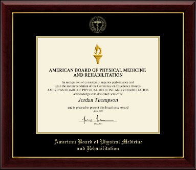 American Board of Physical Medicine and Rehabilitation certificate frame - Gold Embossed Certificate Frame in Gallery