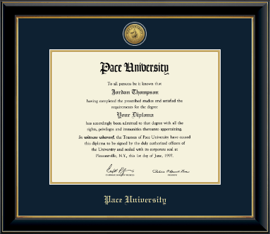 Pace University diploma frame - Gold Engraved Medallion Diploma Frame in Onyx Gold