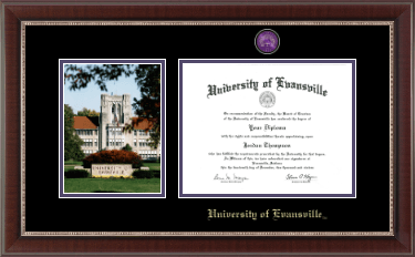 University of Evansville diploma frame - Campus Scene Masterpiece Diploma Frame in Chateau