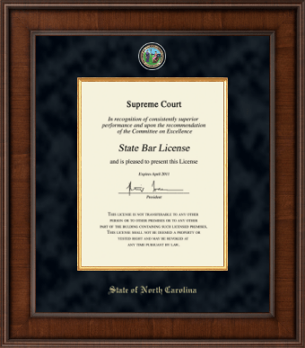 State of North Carolina certificate frame - Presidential Masterpiece Certificate Frame in Madison