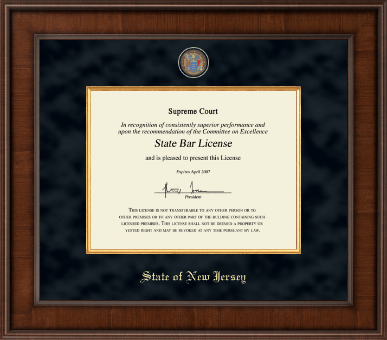 State of New Jersey certificate frame - Presidential Masterpiece Certificate Frame in Madison