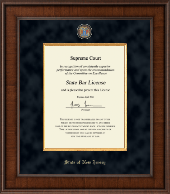 State of New Jersey certificate frame - Presidential Masterpiece Certificate Frame in Madison