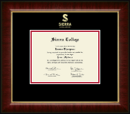 Sierra College Gold Embossed Diploma Frame in Murano