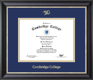 Cambridge College diploma frame - 50th Anniversary Gold Embossed Diploma Frame in Noir