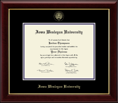 Iowa Wesleyan University diploma frame - Gold Embossed Diploma Frame in Gallery