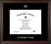 Cambridge College 50th Anniversary Gold Embossed Diploma Frame in Studio
