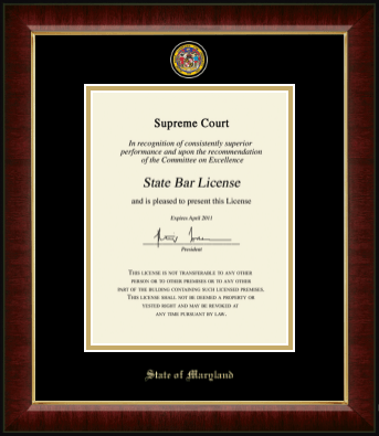 State of Maryland certificate frame - Masterpiece Medallion Certificate Frame in Murano