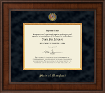 State of Maryland Presidential Masterpiece Certificate Frame in Madison
