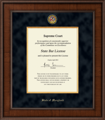 State of Maryland certificate frame - Presidential Masterpiece Certificate Frame in Madison