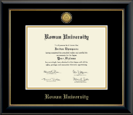 Rowan University diploma frame - Gold Engraved Medallion Diploma Frame in Onyx Gold