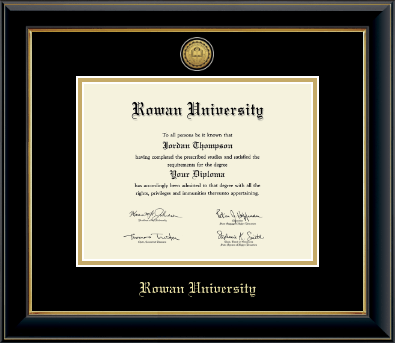 Rowan University diploma frame - Gold Engraved Medallion Diploma Frame in Onyx Gold