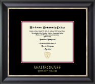 Waubonsee Community College Gold Embossed Diploma Frame in Noir