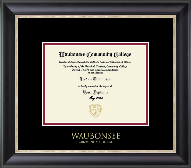 Waubonsee Community College diploma frame - Gold Embossed Diploma Frame in Noir