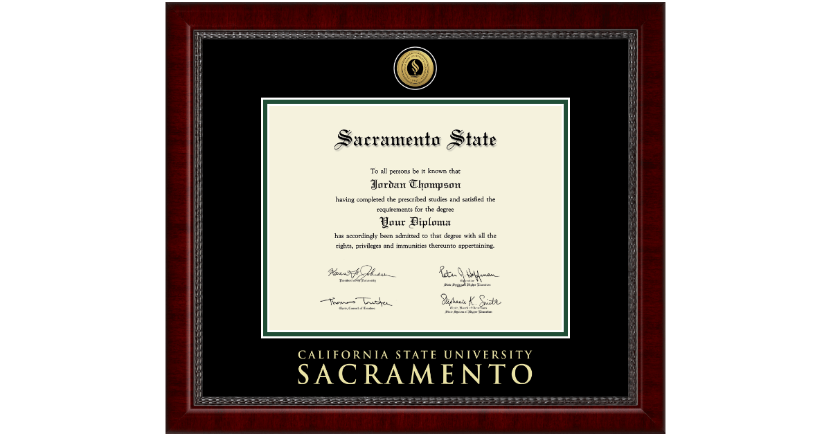 Gold Engraved Medallion Diploma Frame in Sutton California State