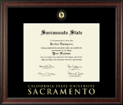 California State University Sacramento Gold Embossed Diploma Frame in Studio