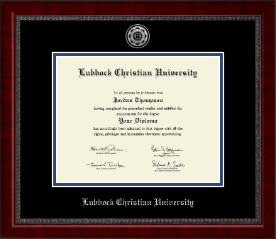 Lubbock Christian University diploma frame - Silver Engraved Medallion Diploma Frame in Sutton